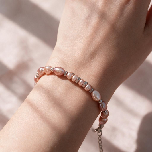 Bracelet Perles de Culture d’Eau Douce Roses - Argenté ou doré