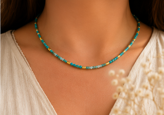 Collier Apatite Création - Doré