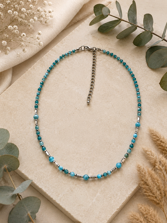 Collier Apatite création argenté
