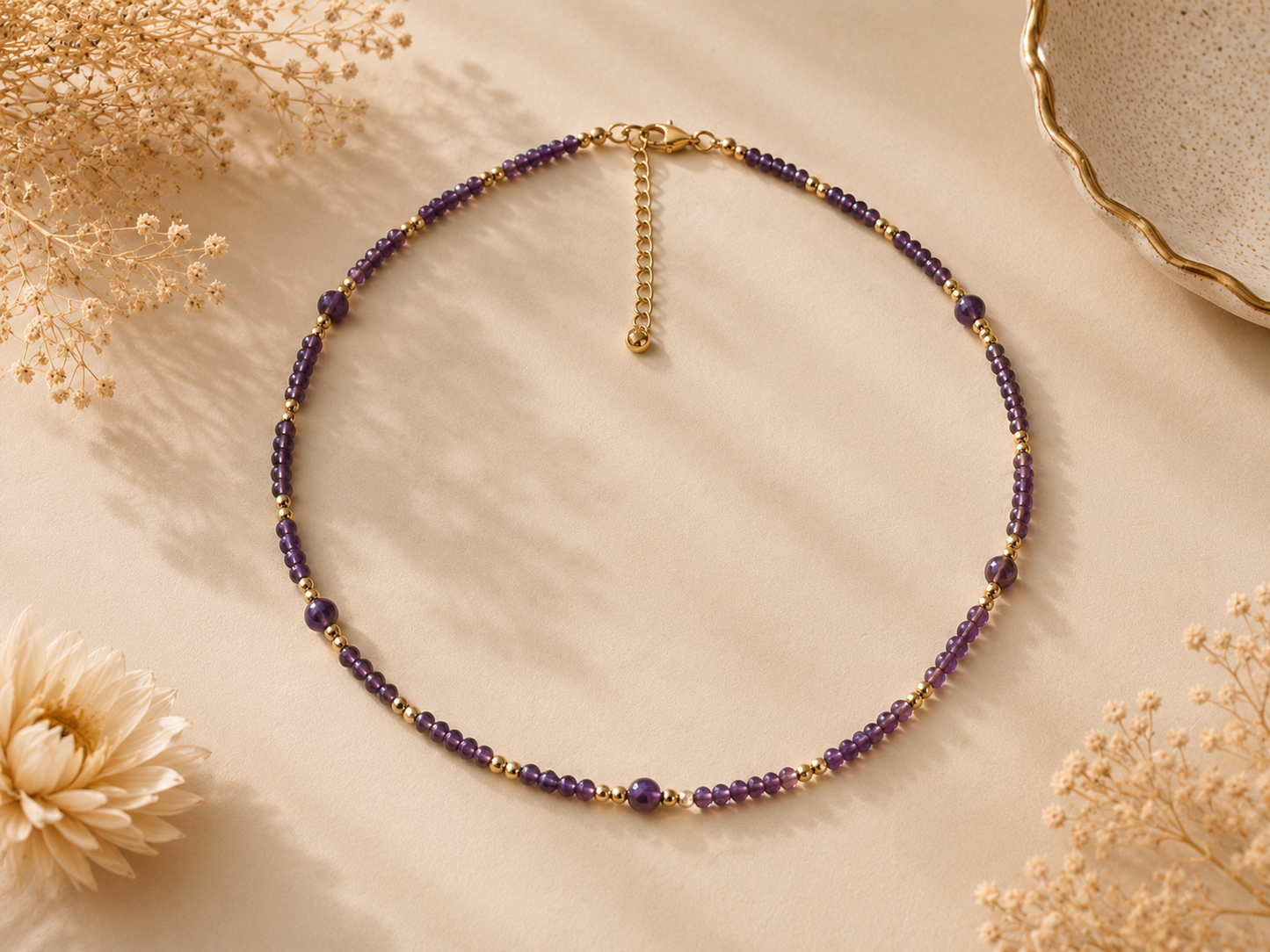 Collier création en améthyste