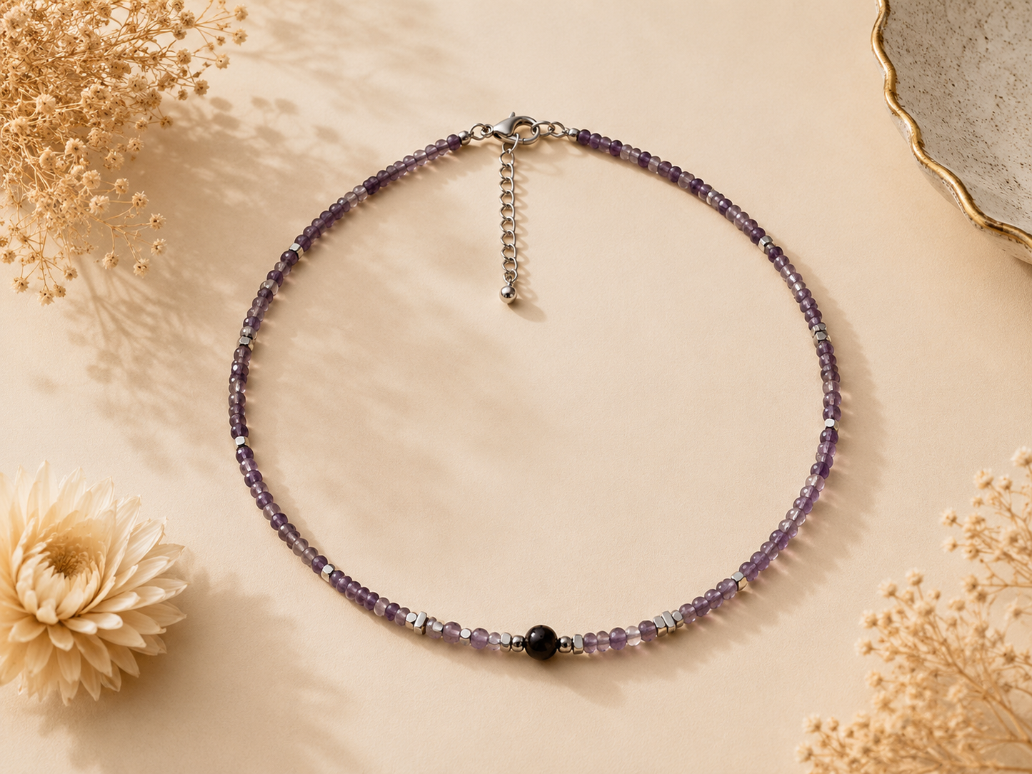 Collier création en améthyste