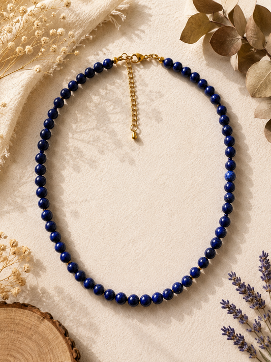 Collier Lapis Lazuli doré Rond