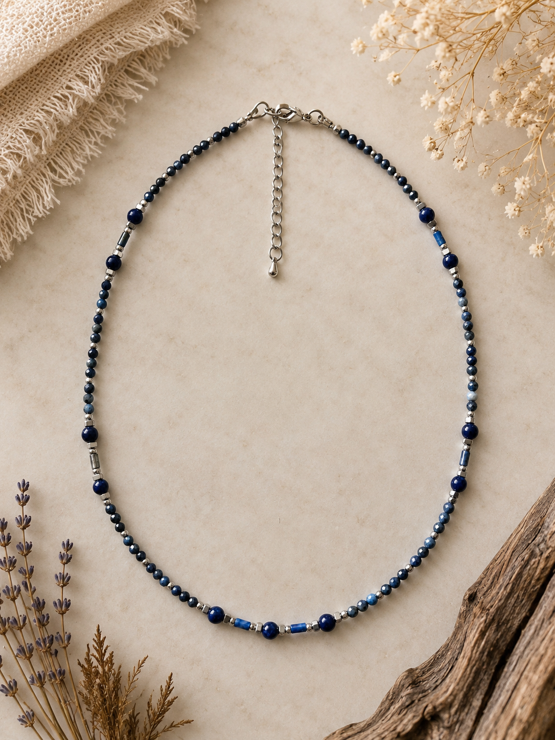 Collier Lapis Lazuli facetté et rond