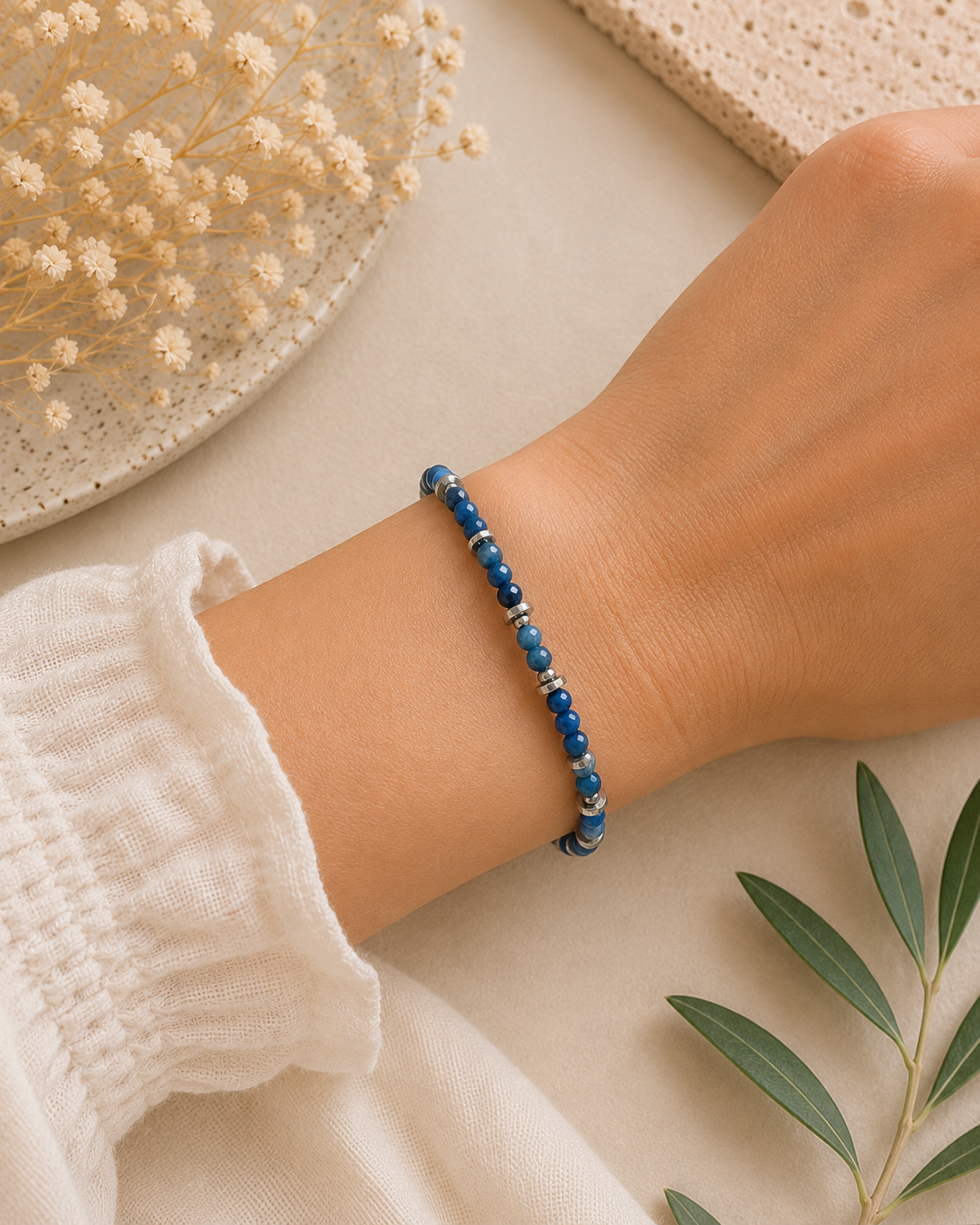 Bracelet Lapis Lazuli - Argenté