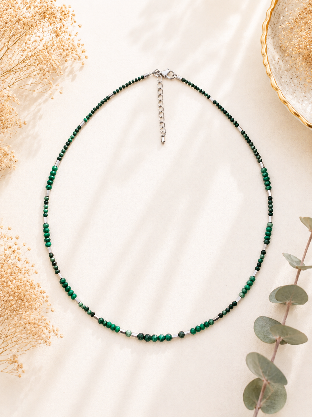 Collier création Malachite facettée