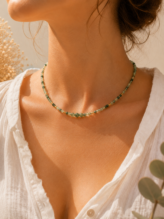 Collier création en quartz vert