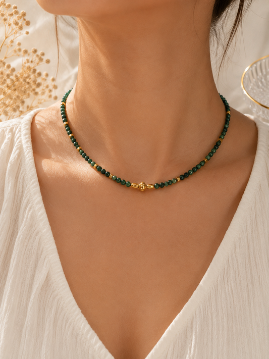 Collier malachite doré