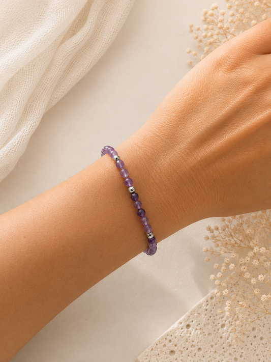 Bracelet Améthyste facetté argenté