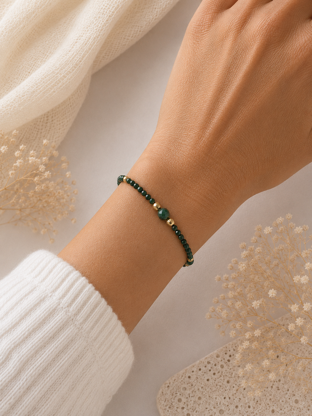 Bracelet en Malachite Naturelle – Création Artisanale doré