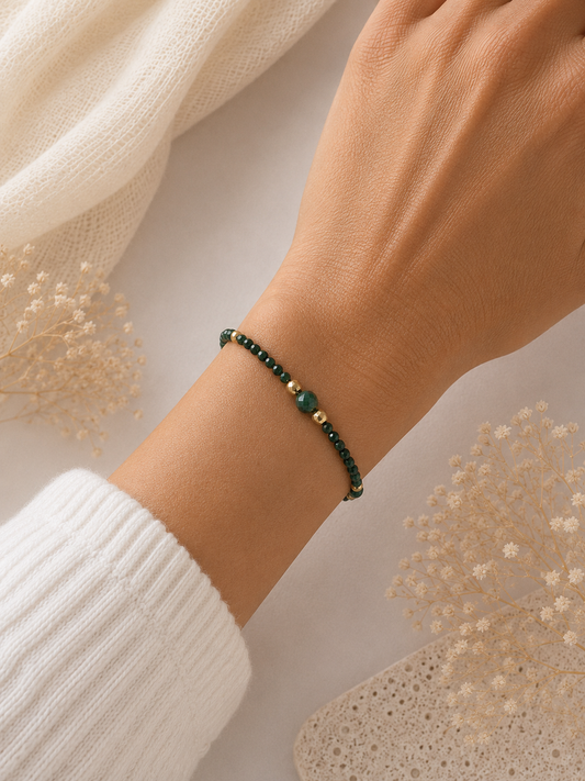 Bracelet en Malachite Naturelle – Création Artisanale doré