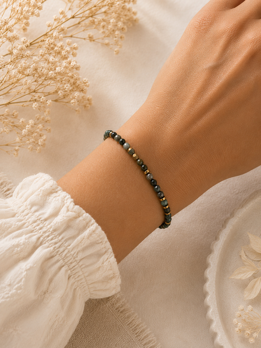Bracelet turquoise africaine facetté doré