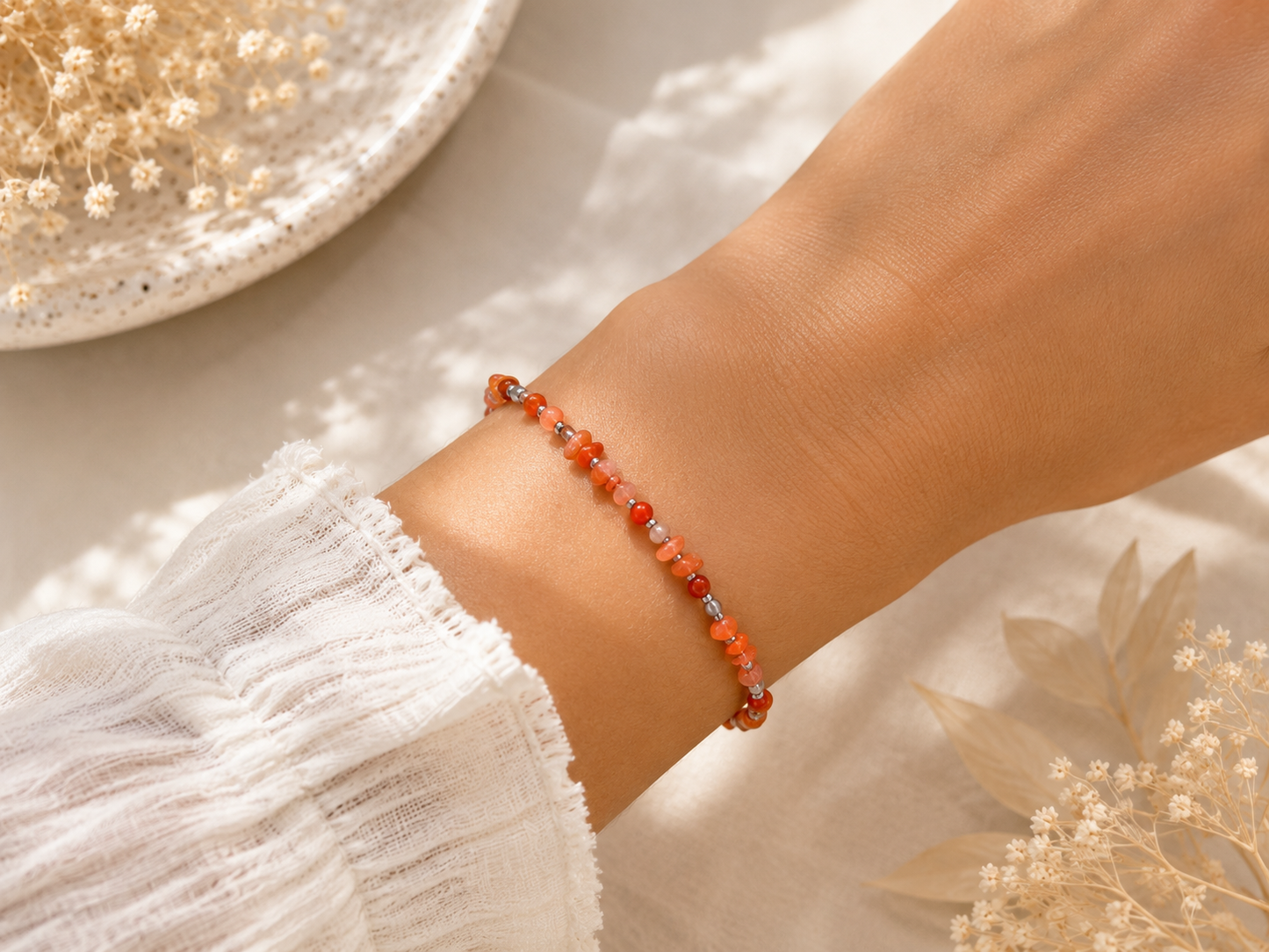 Bracelet Cornaline création argenté