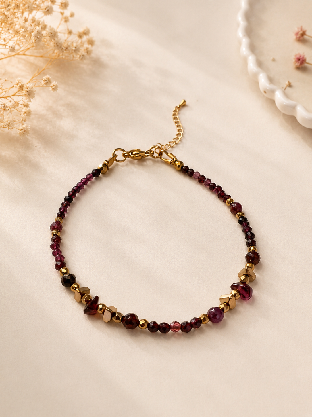 Collier Grenat Naturel – Élégance & Énergie Argenté