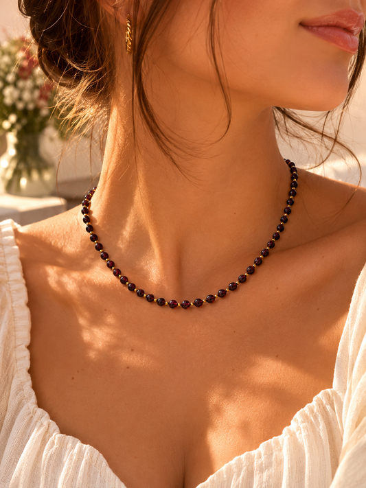Collier Grenat Naturel – Élégance & Énergie - Doré