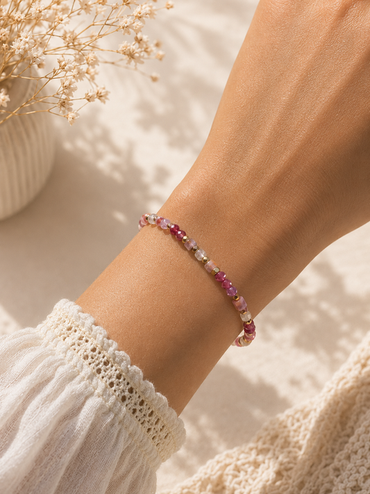 Bracelet création en tourmaline rose