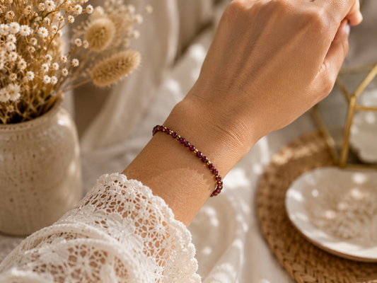 Bracelet Grenat Facetté Naturel