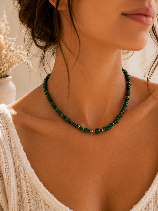Collier Malachite Création - Dorée