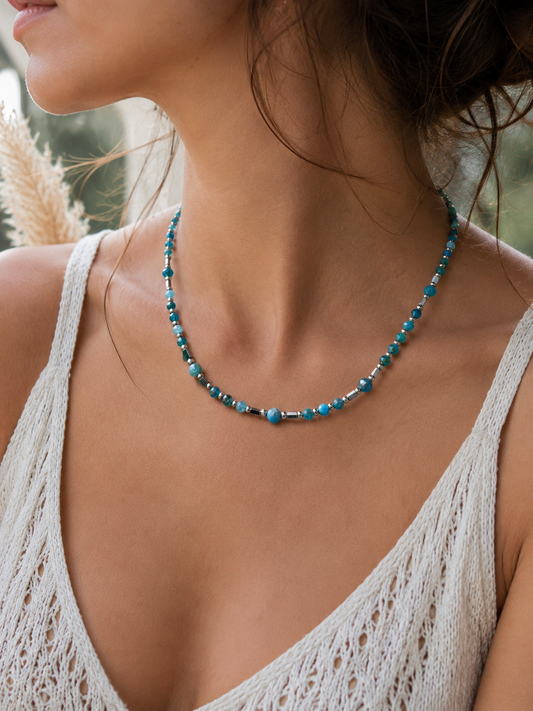 Collier Apatite création argenté