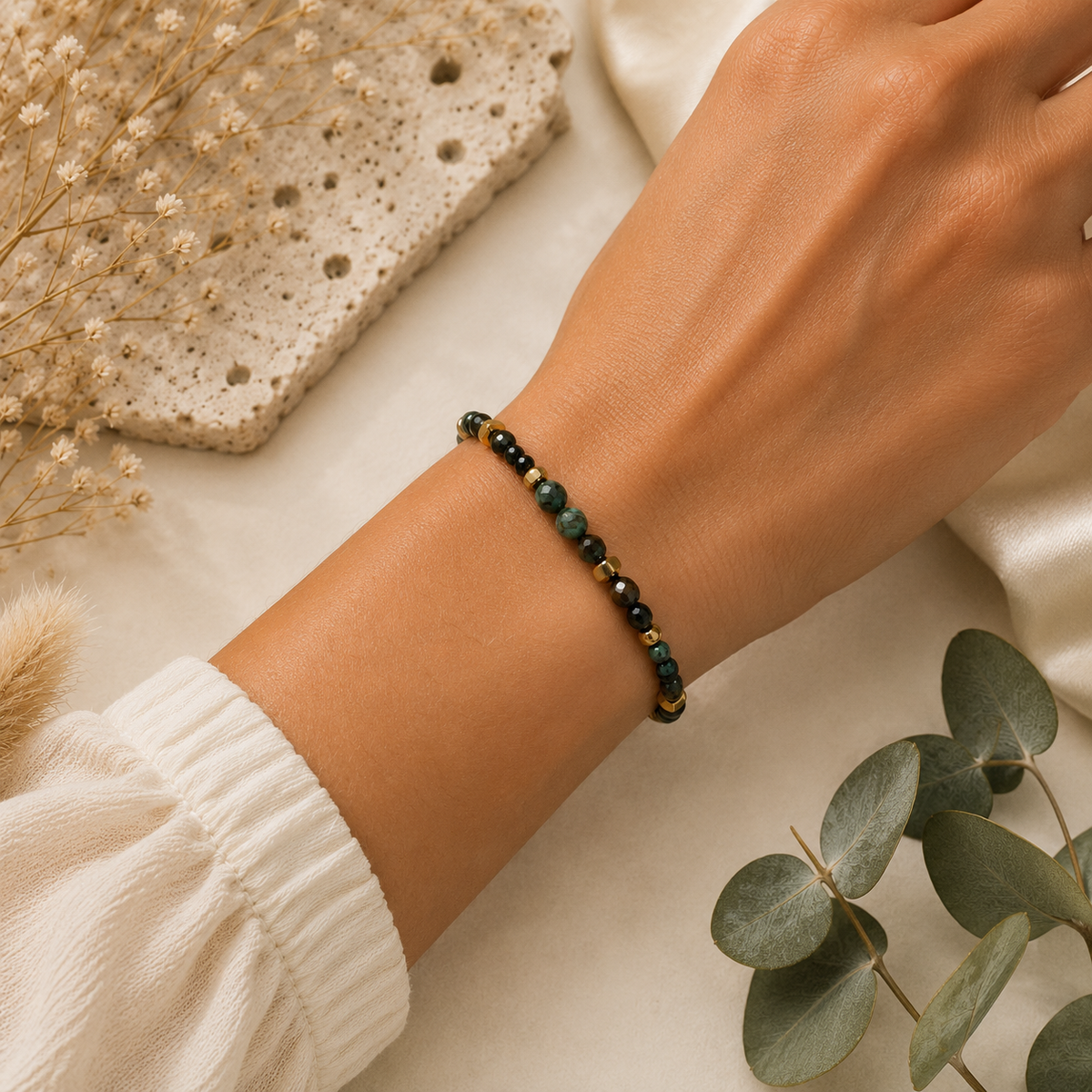 Bracelet Turquoise Africaine Facettée doré