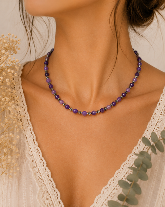 Collier création Améthyste en pierre naturelle