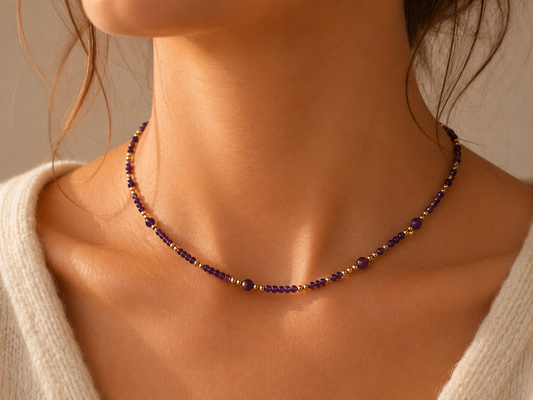 Collier création en améthyste