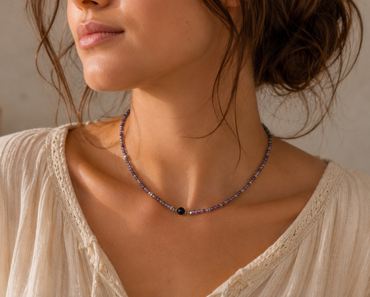 Collier création en améthyste