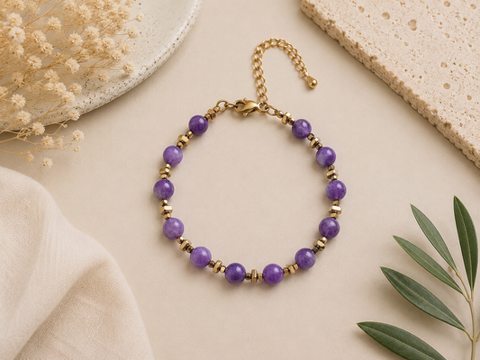 Bracelet Améthyste - Argenté