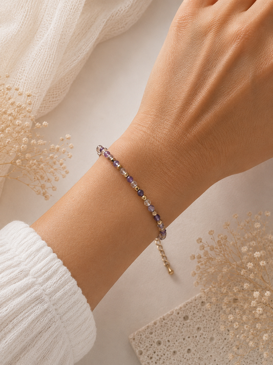 Bracelet Améthyste facetté fin doré