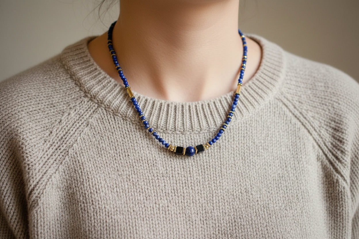 đ Collier en Lapis-lazuli â Harmonie & ĂlĂ©gance Artisanale đ