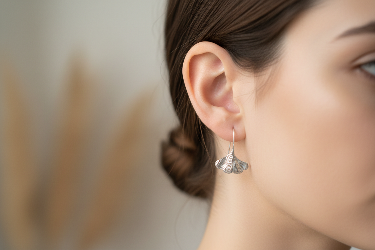 đż Boucles dâoreilles Gingko ArgentĂ©es