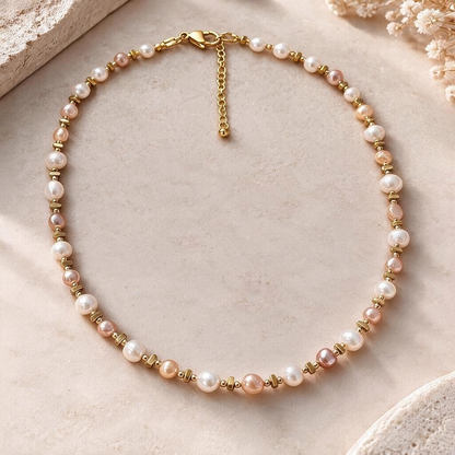 ✨ Éclat de Rose – Collier en Perles de Culture d’Eau Douce