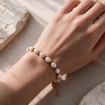 Bracelet en Perles de Culture d’Eau Douce Baroques – Élégance Intemporelle | Création Artisanale