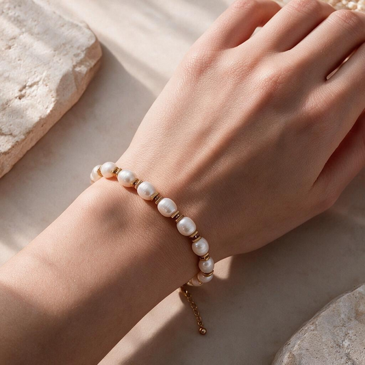 Bracelet en Perles de Culture d’Eau Douce Baroques – Élégance Intemporelle | Création Artisanale