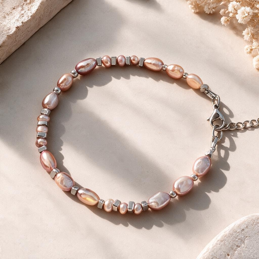 Bracelet Perles de Culture d’Eau Douce Roses - Argenté ou doré