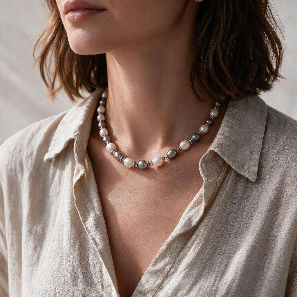 Collier en perles de culture d’eau douce blanches et mauves – Finition dorée ou argentée |