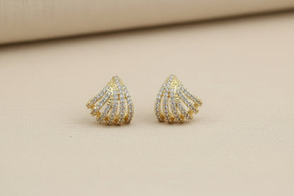 Boucles d'oreilles 6 traits triangles strass blanc -