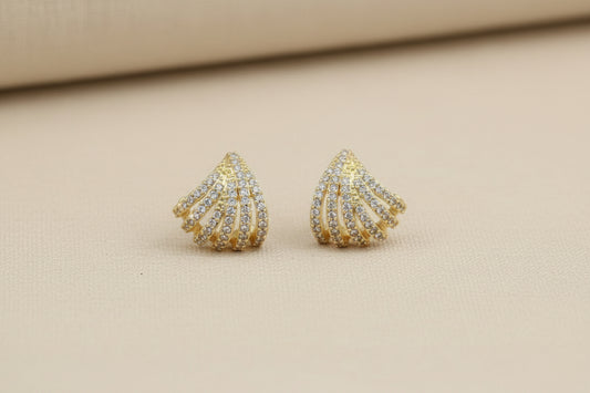 Boucles d'oreilles 6 traits triangles strass blanc -