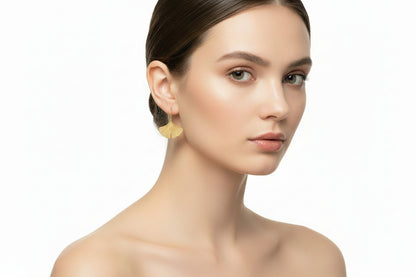 Boucles d'oreilles crochet ginkgo doré