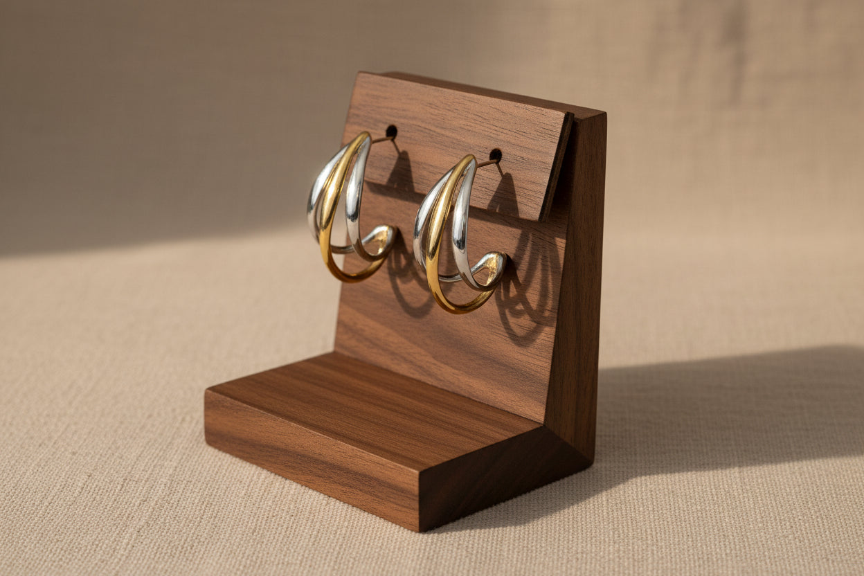 Boucles d'oreilles 3 lignes argenté/doré