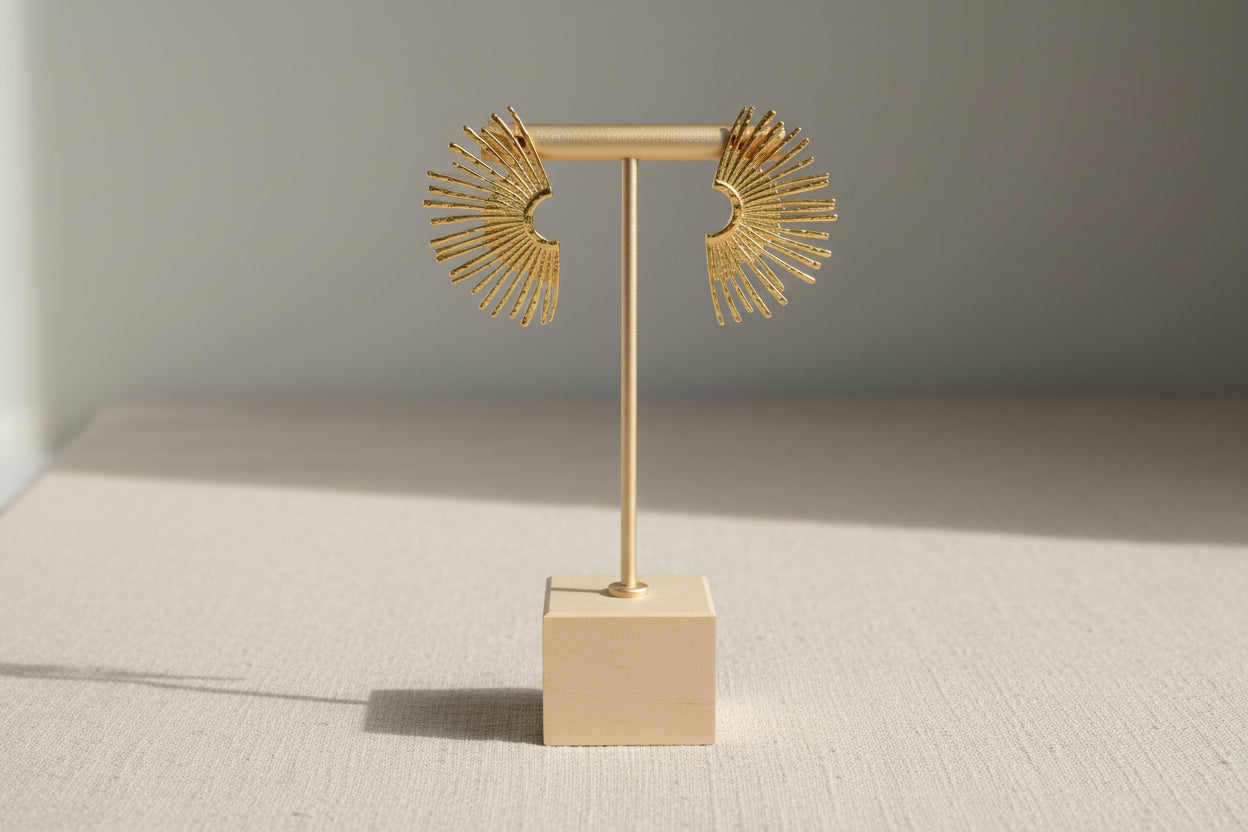 Boucles d'oreilles demi soleils dorées