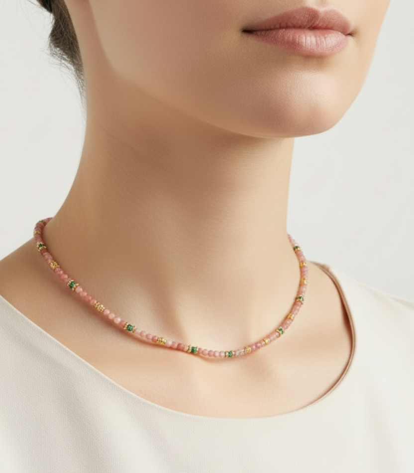 Collier agate rose