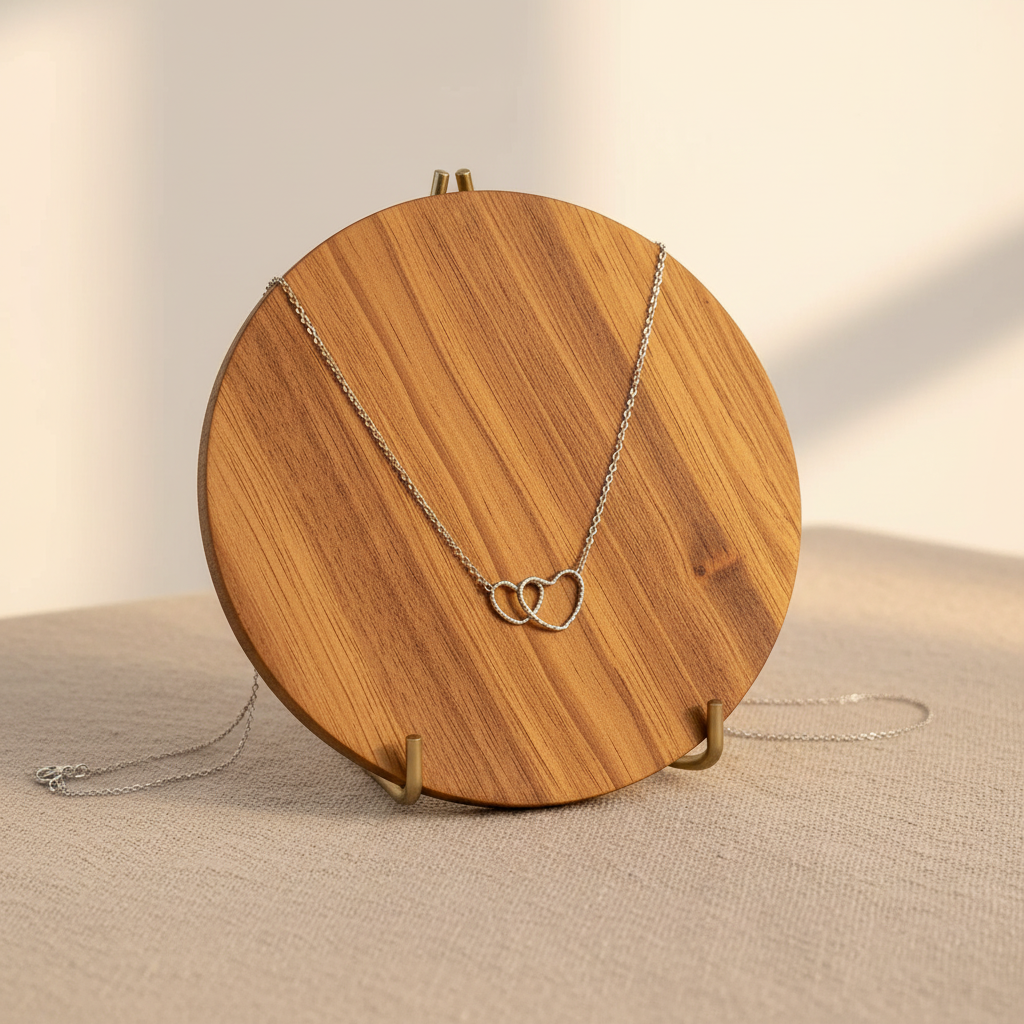 Collier double cœur doré en acier inoxydable