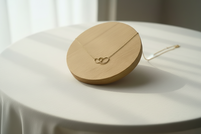 Collier double cœur doré en acier inoxydable