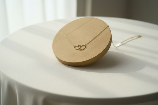 Collier double cœur doré en acier inoxydable