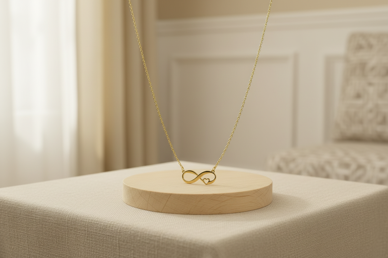 Collier doré double cœur infini