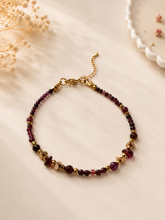 Bracelet Grenat Naturel – Confiance, Courage & Énergie