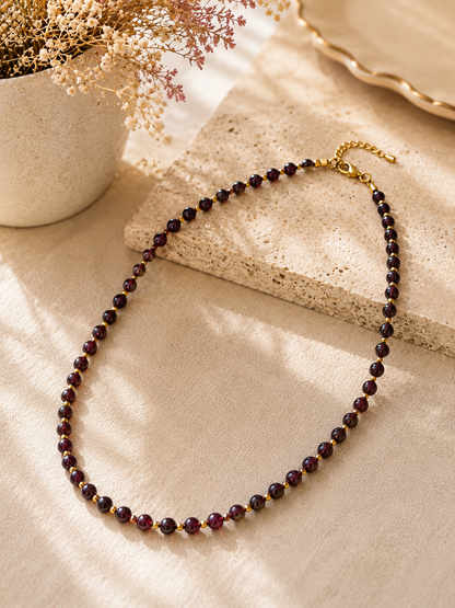 Collier Grenat Naturel – Élégance & Énergie - Doré