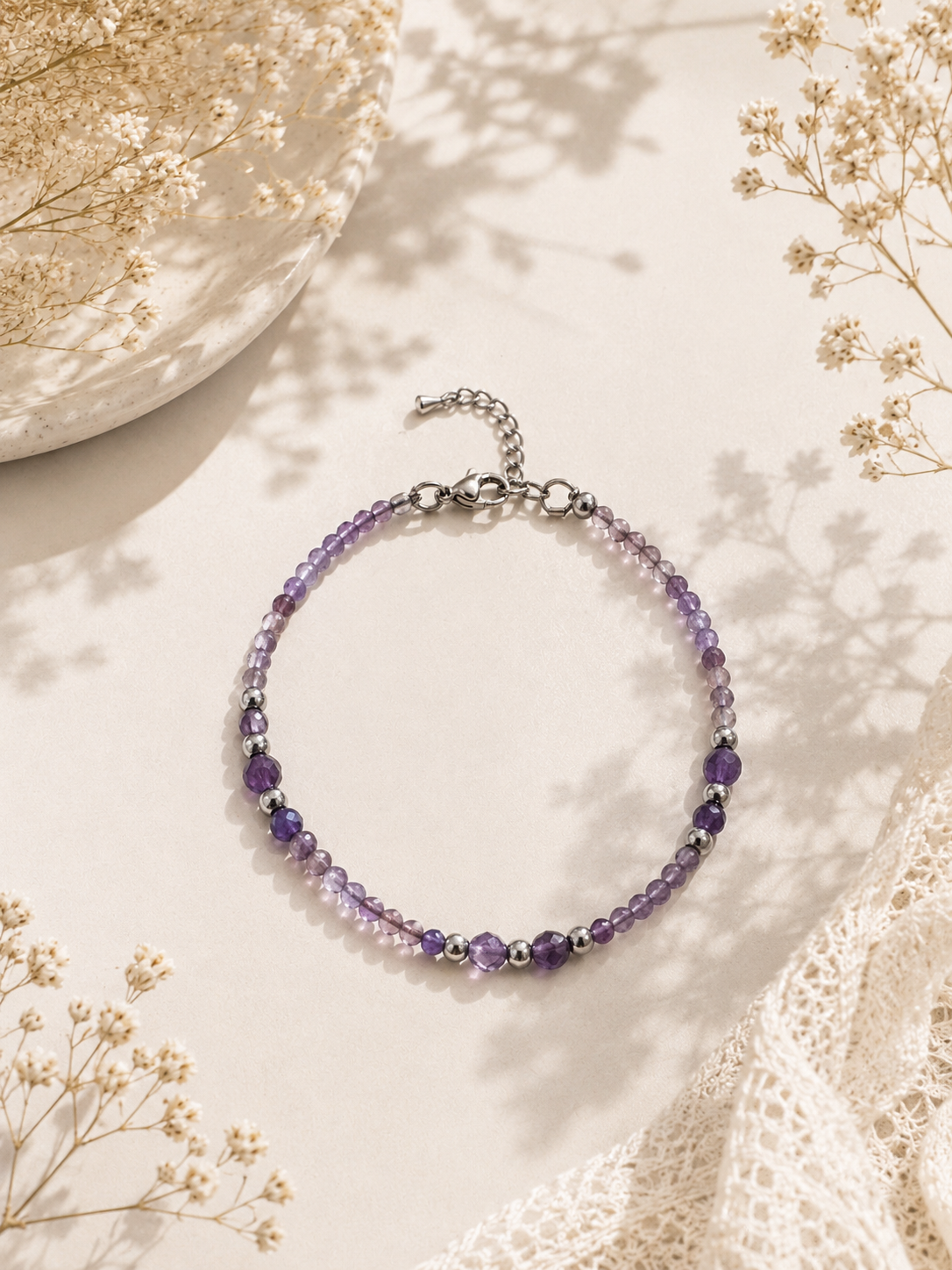 Bracelet en Améthyste Naturelle – Sérénité, Harmonie & Apaisement