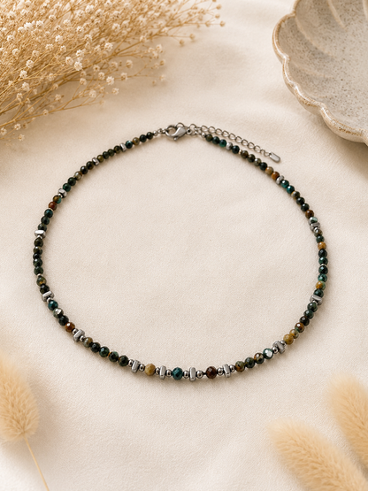 Collier Turquoise Africaine Facettée Argenté