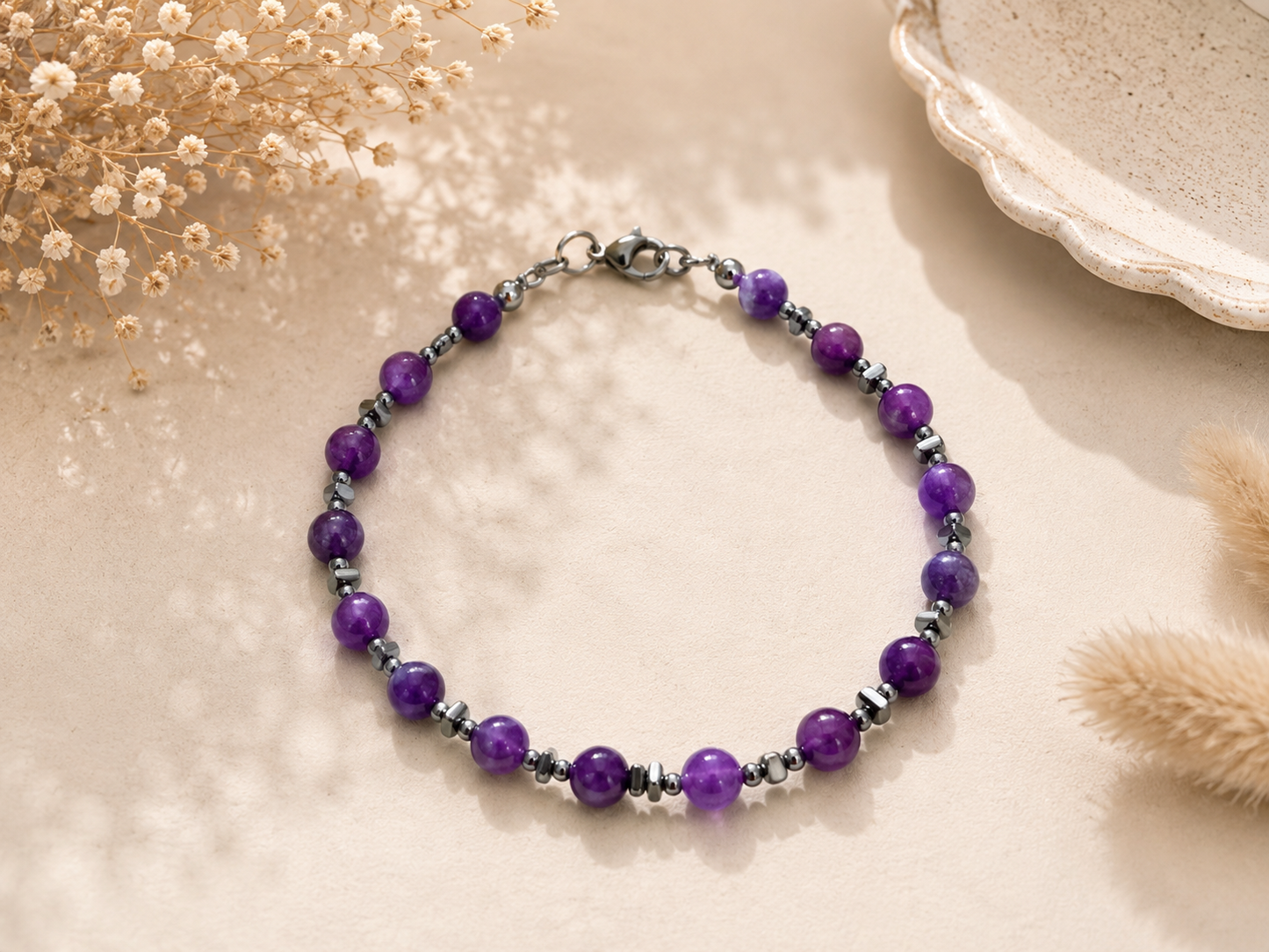 Bracelet Améthyste - Argenté